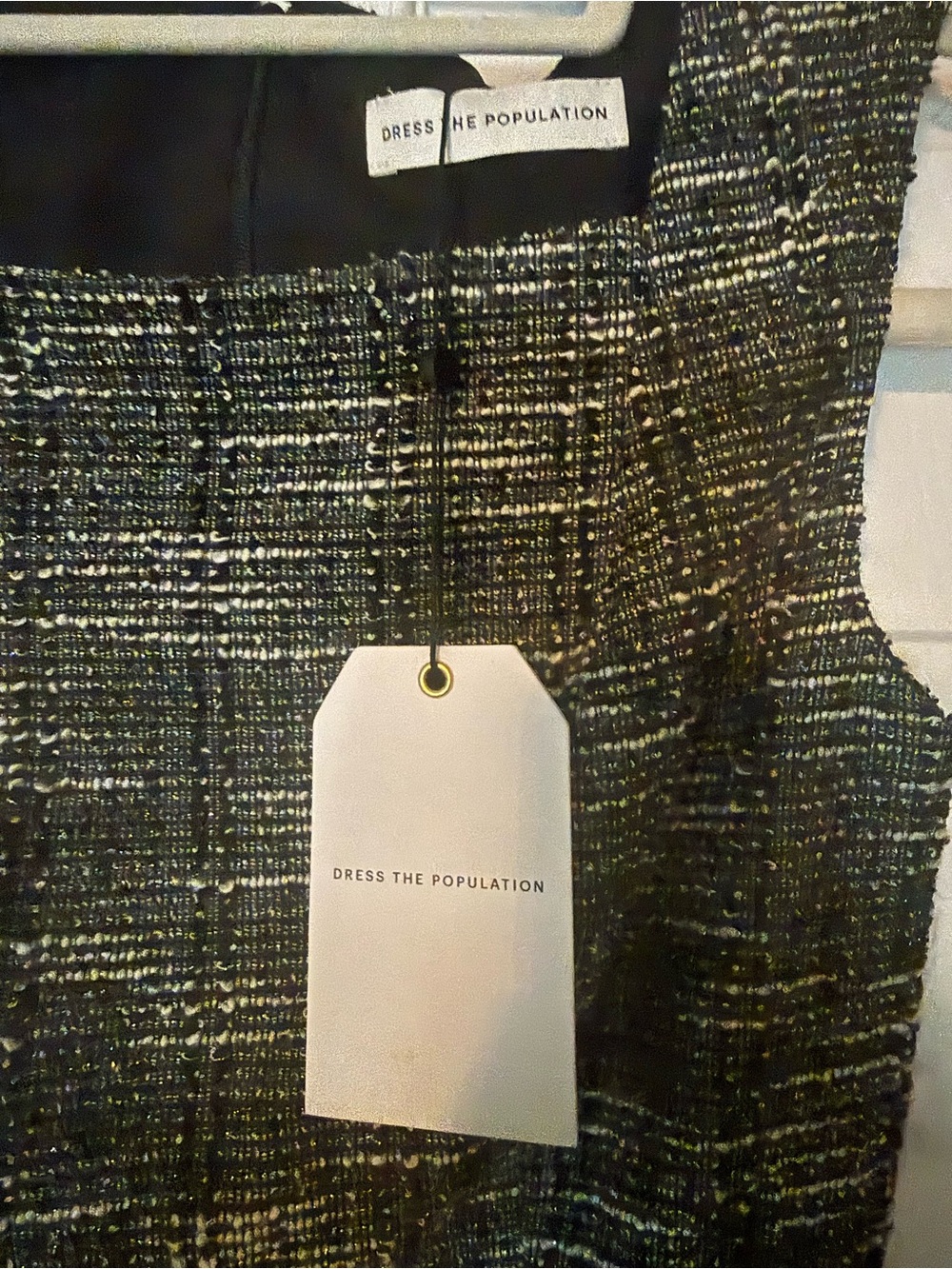 Dress the Population Gray Tweed Sleeveless Midi Sheath Dress Size XS NWT - Picture 5 of 5
